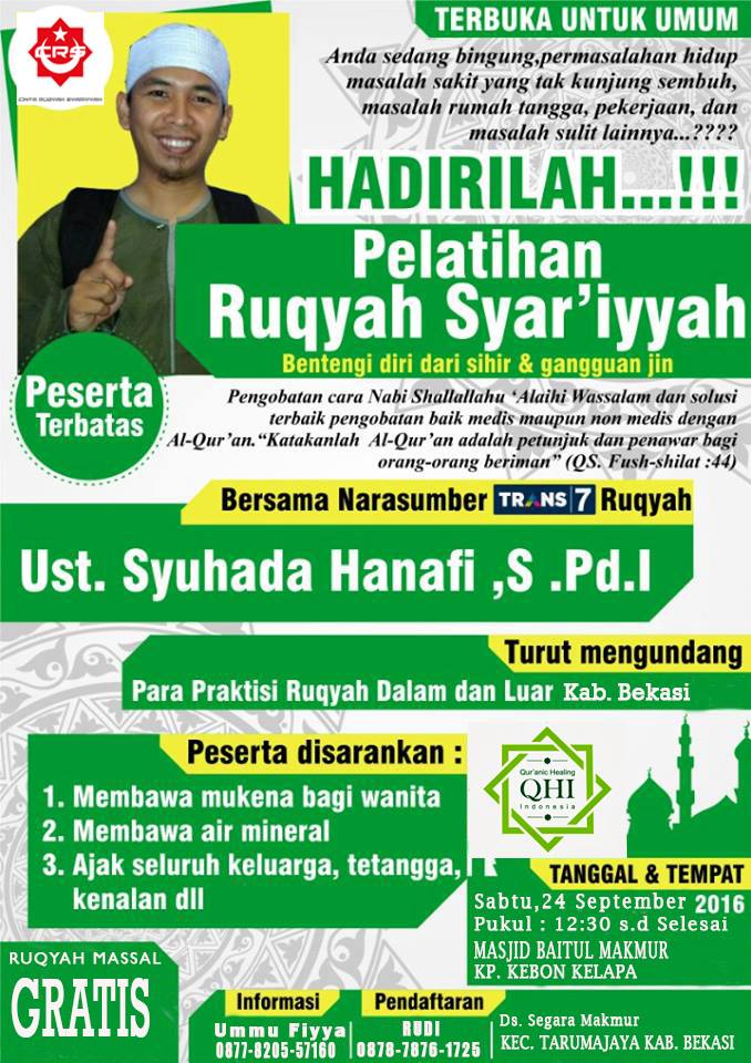 RUQYAH MASSAL GRATIS BEKASI 24 SEPTEMBER 2016 – Cinta 